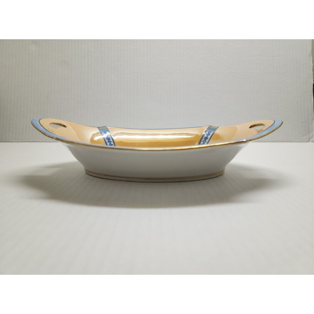 Antique Noritake Morimura Handpainted Made in Japan Luster Dish 2-Handles Fruits - Picture 6 of 11